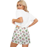 Women Fruits Prints Short Sleeve Shorts Home Casual Lounge Sets