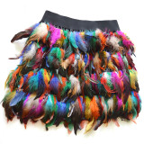Women Costume Peacock Feather Irregular Skirt
