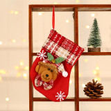 Christmas Red Plaids Santa Deer Bear Snowman Socks Gifts Bags Decoration