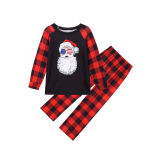 Christmas Family Matching Sleepwear Pajamas Sets Cute USA Sunglasses Santa ClausTops And Red Plaids Pants