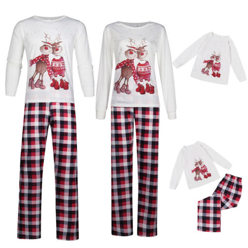 Christmas Matching Family Pajamas A Couple Deers Plaids Pajamas Set With Dog Pajams