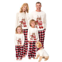 Christmas Matching Family Pajamas Red White Plaid Pajamas Set With Dog Pajams