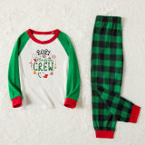 Plus Size Christmas Family Matching Sleepwear Pajamas Sets 2021 Christmas Slogan Tops And Green Plaids Pants