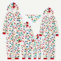 Christmas Family Matching Sleepwear Pajamas Sets Plus Size Dinosaur Prints Hooded Onesies Sets