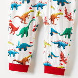 Christmas Family Matching Sleepwear Pajamas Sets Plus Size Dinosaur Prints Hooded Onesies Sets