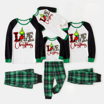 Christmas Matching Family Pajamas Love Christmas Green Plaid Pajamas Set With Dog Cloth