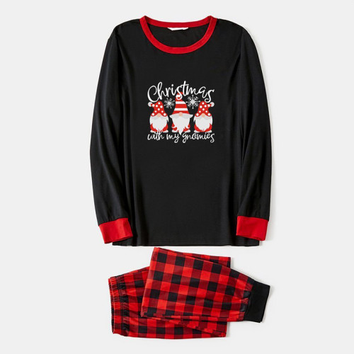 Christmas Matching Family Pajamas Christmas With My Gnomies Black Red Plaid Pajamas Set