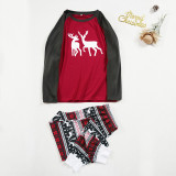 Christmas Family Matching Sleepwear Pajamas Sets Deer Prints Red Tops And Prints Pants