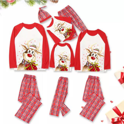 KidsHoo Exclusive Design Christmas Deer Gift Family Matching Sleepwear Pajamas Sets With Dog Cloth