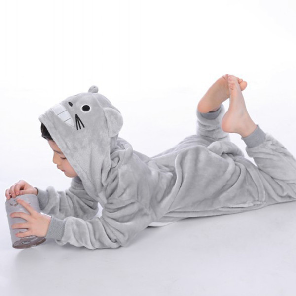 Kids Grey Totoro Onesie Kigurumi Pajamas Kids Animal Costumes for Unisex Children