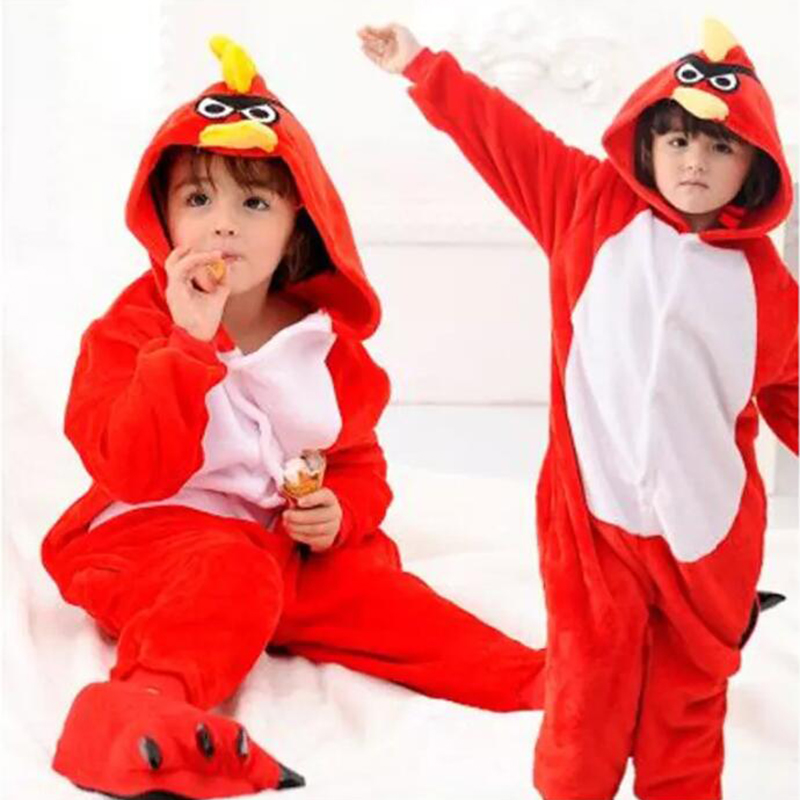 Kids Red Angry Bird Onesie Kigurumi Pajamas Kids Animal Costumes for Unisex Children