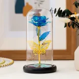 LED Eternal Butterfly Flower Glass Cover Rose Gold Foil Gifts