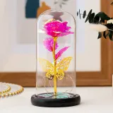 LED Eternal Butterfly Flower Glass Cover Rose Gold Foil Gifts