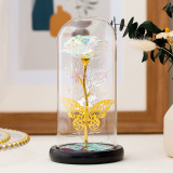 LED Eternal Butterfly Flower Glass Cover Rose Gold Foil Gifts