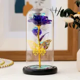 LED Eternal Butterfly Flower Glass Cover Rose Gold Foil Gifts