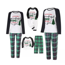 KidsHoo Exclusive Design Christmas Family Matching Sleepwear Pajamas Most Wonderful Time Of Year Slogan Tops And Green Plaids Pants