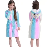 Kids Rainbow Unicorn Soft Bathrobe Sleepwear Comfortable Loungewear