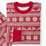 Christmas Family Matching Pajamas Red and White Christmas Trees Snowflakes Deers Top and Pants