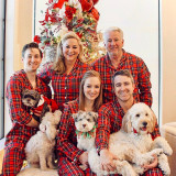 Christmas Family Matching Sleepwear Pajamas Sets Red Plaids Top and Pants