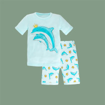 Toddler Kids Girl Crown Dolphin Summer Short Pajamas Sleepwear Set Cotton Pjs