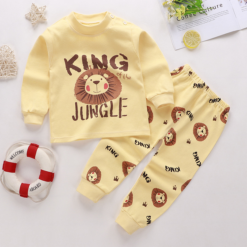 Toddler Kid Boys Print Jungle Lion King Pajamas Sleepwear Set Long Sleeves Cotton Pjs
