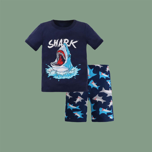 Toddler Kids Boy Print Shark Short Pajamas Sleepwear Set Cotton Pjs