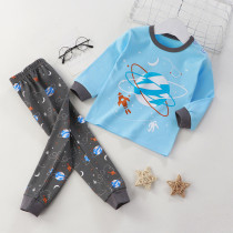 Toddler Kid Boys Print Space Rocket Planets Pajamas Sleepwear Set Long Sleeves Cotton Pjs