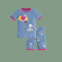 Toddler Kids Girl Balloon Rabbit Summer Short Pajamas Sleepwear Set Cotton Pjs