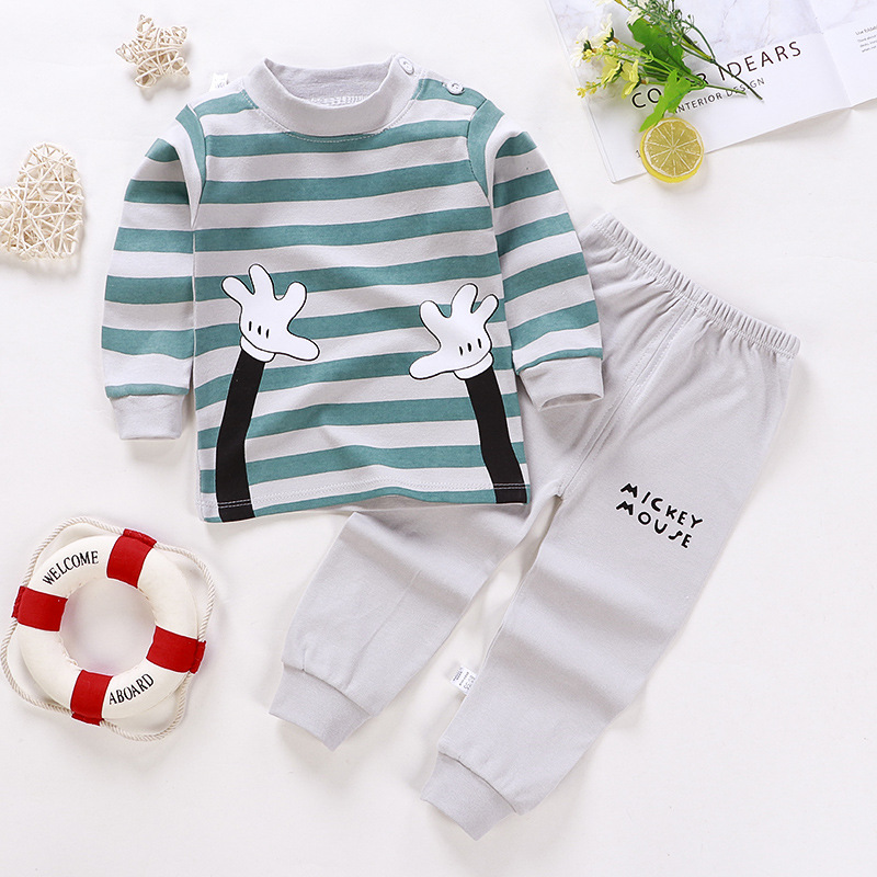 Toddler Kid Boys Print Pajamas Sleepwear Set Long Sleeves Cotton Pjs