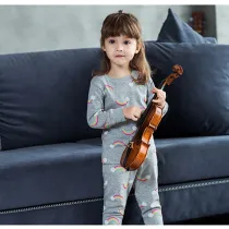 Toddler Girl Kids Print Starry Sky Rainbow Unicorn Long Sleeves Pajamas Cotton Sleepwear Set