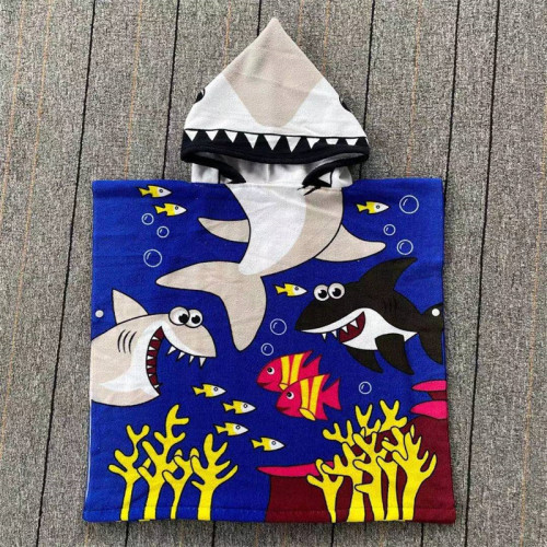 Kid Shark Hooded Bathrobe Towel Bathrobe Cloak