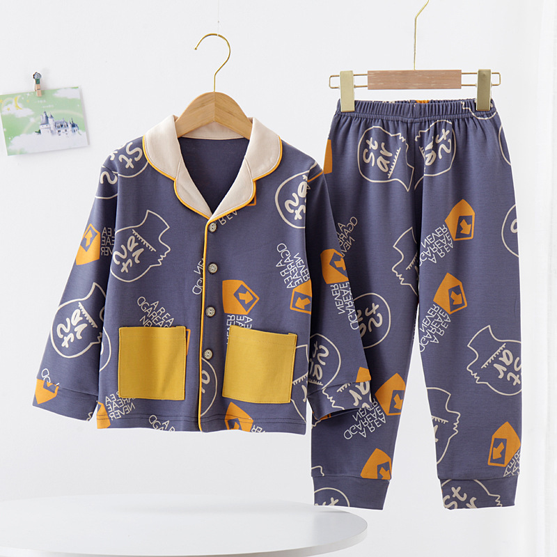 Toddler Kid Boys Print Letters Pajamas Sleepwear Set Long Sleeves Cotton Pjs