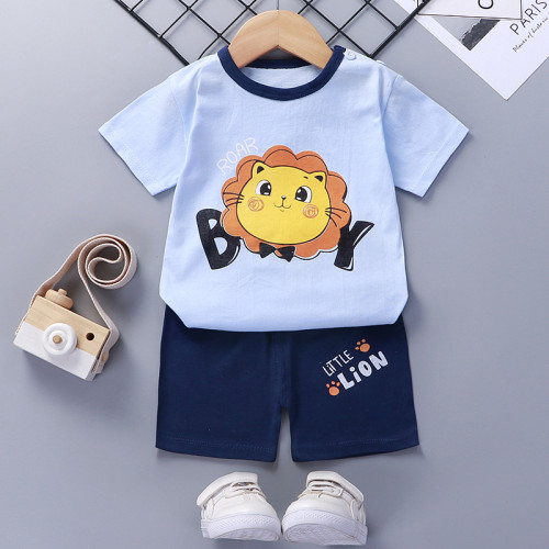 Toddler Kids Boy Print Lion Summer Short Pajamas Sleepwear Set Cotton Pjs