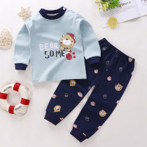 Toddler Kid Boys Print Hat Bear Pajamas Sleepwear Set Long Sleeves Cotton Pjs