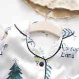 Toddler Kid Boys Prints Trees Letters Long Sleeves Pajamas Rayon Silk Sleepwear Set