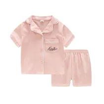 Toddler Kids Boy Pure Color Short Pajamas Sleepwear Set Cotton Pjs