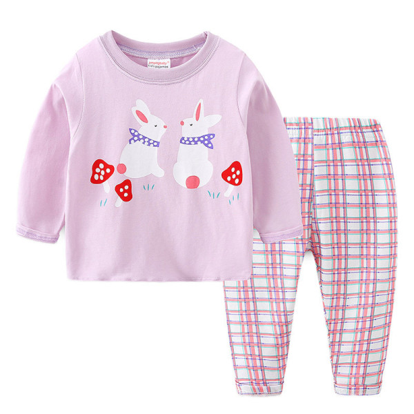 Toddler Girl Print Rabbit Mushroom Pajamas Sleepwear Long Sleeve Tee & Leggings 2 Pieces Sets