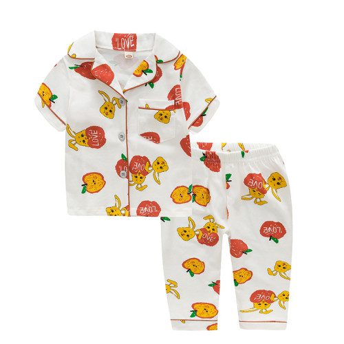 Toddler Kids Girl Love Rabbit Summer Short Sleeves And Long Pants Sleepwear Set Cotton Pjs