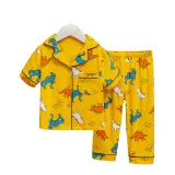 Toddler Kids Boy Dinosaur Family Short Sleeves And Long Pants Sleepwear Set Cotton Pjs