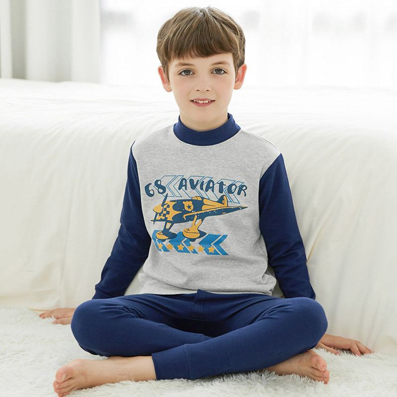 Toddler Kid Boys Print Plane Pajamas Sleepwear Set Long Sleeves Cotton Pjs