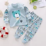 Toddler Kid Boys Print Hat Bear Pajamas Sleepwear Set Long Sleeves Cotton Pjs