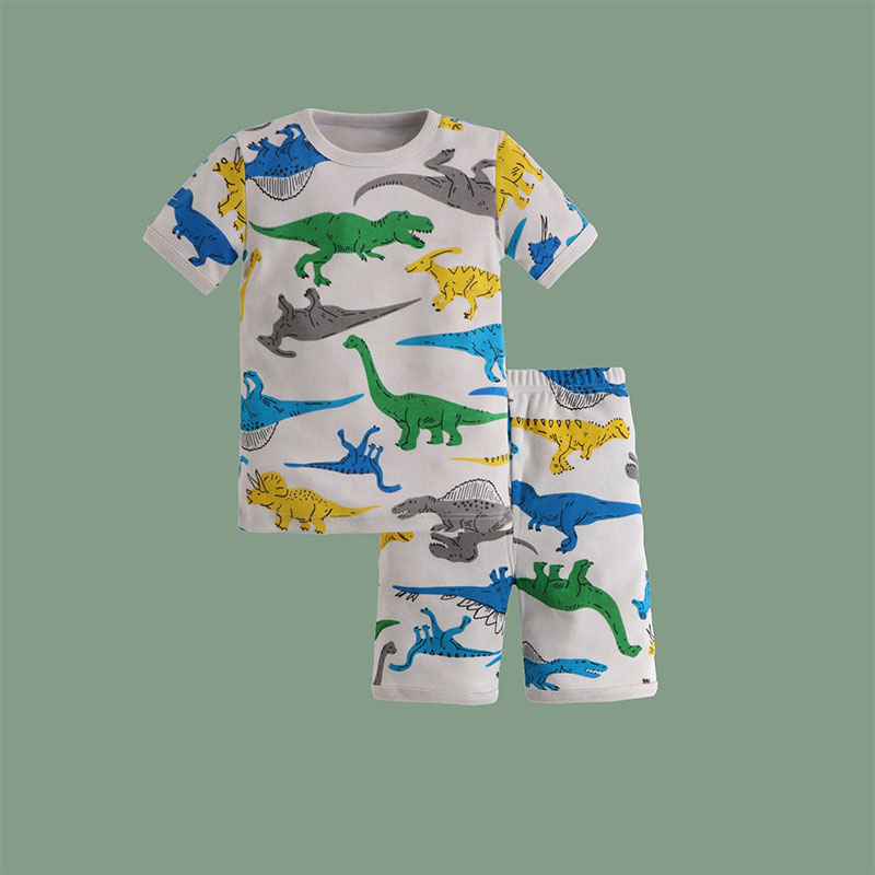 Toddler Kids Boy Grey Dinosaur Short Pajamas Sleepwear Set Cotton Pjs