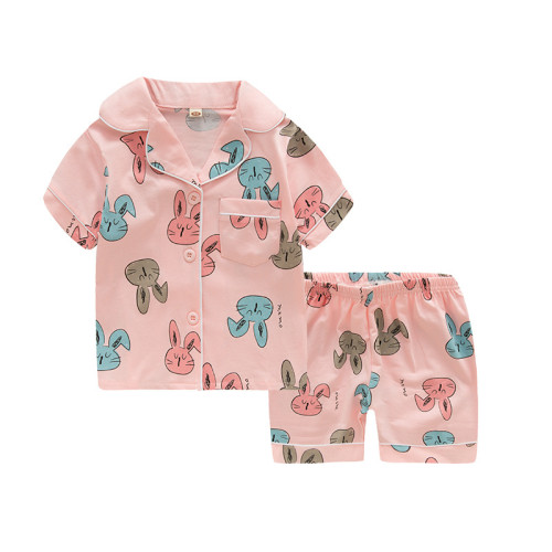 Toddler Kids Girl Rabbit Summer Short Pajamas Sleepwear Set Cotton Pjs