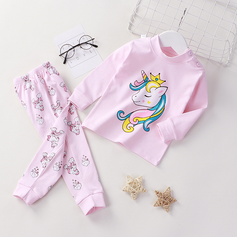Toddler Girl Print Unicorn Pajamas Sleepwear Long Sleeve Tee & Leggings 2 Pieces Sets