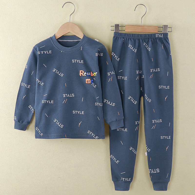 Toddler Kid Boys Print Letters Pajamas Sleepwear Set Long Sleeves Cotton Pjs