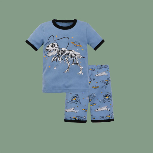 Toddler Kids Boy Space Dinosaur Fossils Short Pajamas Sleepwear Set Cotton Pjs