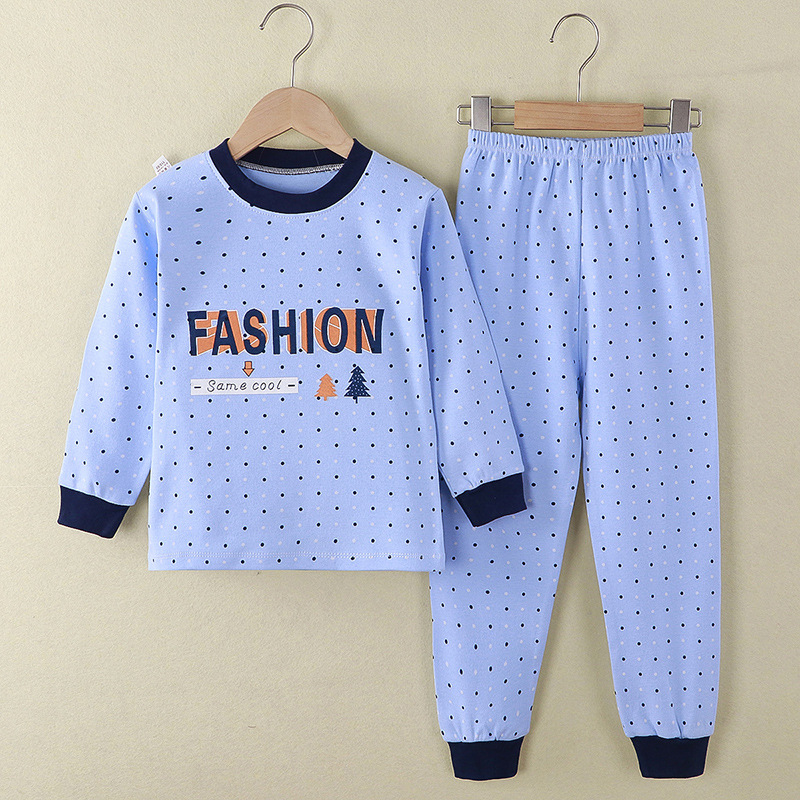 Toddler Kid Boys Print Dots Fashion Pajamas Sleepwear Set Long Sleeves Cotton Pjs