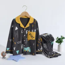 Toddler Kid Boys Print Recreational Machines Pajamas Sleepwear Set Long Sleeves Cotton Pjs