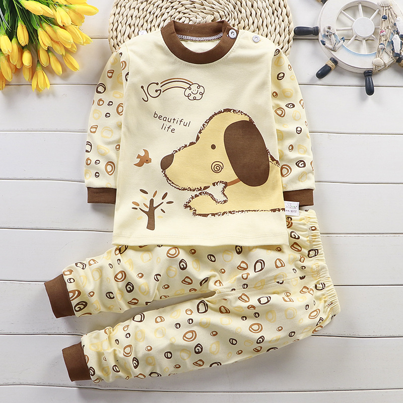 Toddler Kid Boys Print Cute Dog Pajamas Sleepwear Set Long Sleeves Cotton Pjs