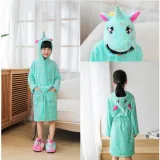Kid Colorful Stars Unicorn Soft Bathrobe Sleepwear Fannel Comfortable Loungewear